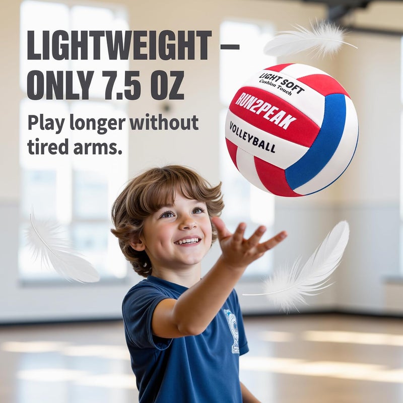 RUN2PEAK Light Soft Beginner Volleyball - Lightweight Soft Foam Composite Cover Training Ball, Official Size 5 - Gentle on Arms, Safe for Indoor Play, Youth Practice, or Recreational Games - Image 4